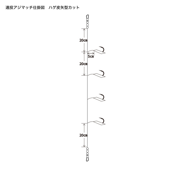 遠投アジマッチシリーズ【全長1mの投げサビキ仕掛け/遠投サビキ/4本針仕掛け】
